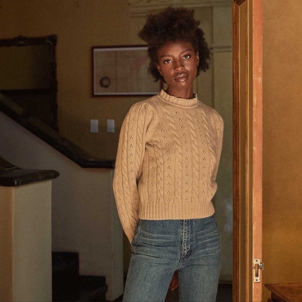 DÔEN Appoline Cashmere Wool Cable Knit Sweater size S